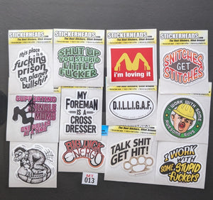 ⭕MT013 - Misc. FUNNY  12-3" Sticker Pack   | |  Over Run Sticker Deal   | |