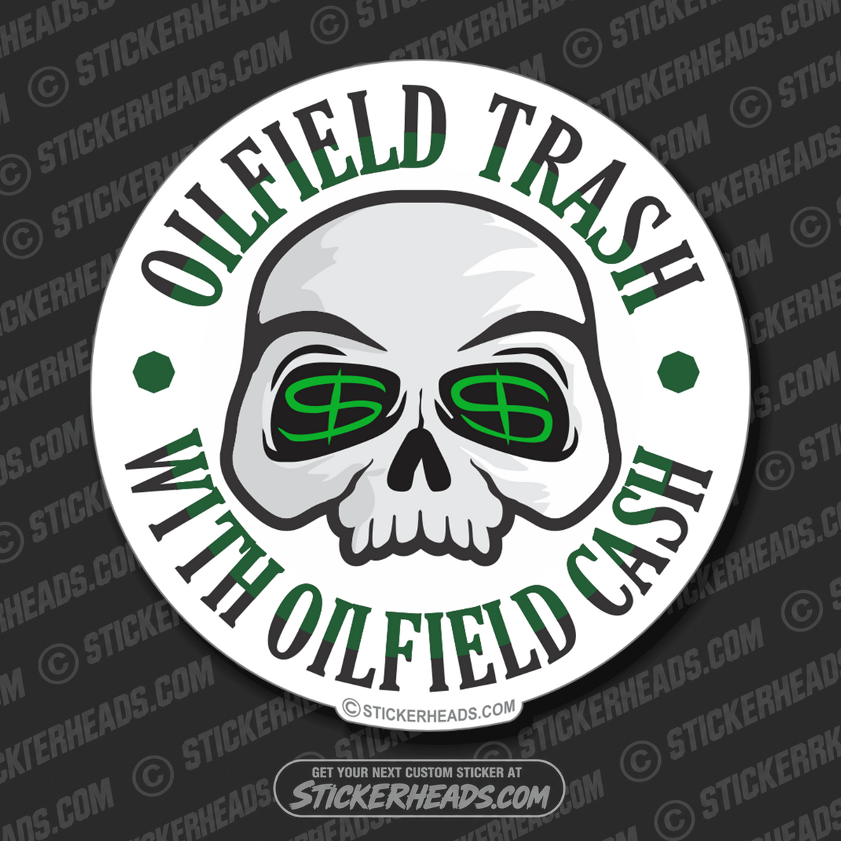 Oilfield Trash Skull  -  Oilfield Oil Patch Driller Drilling - Sticker