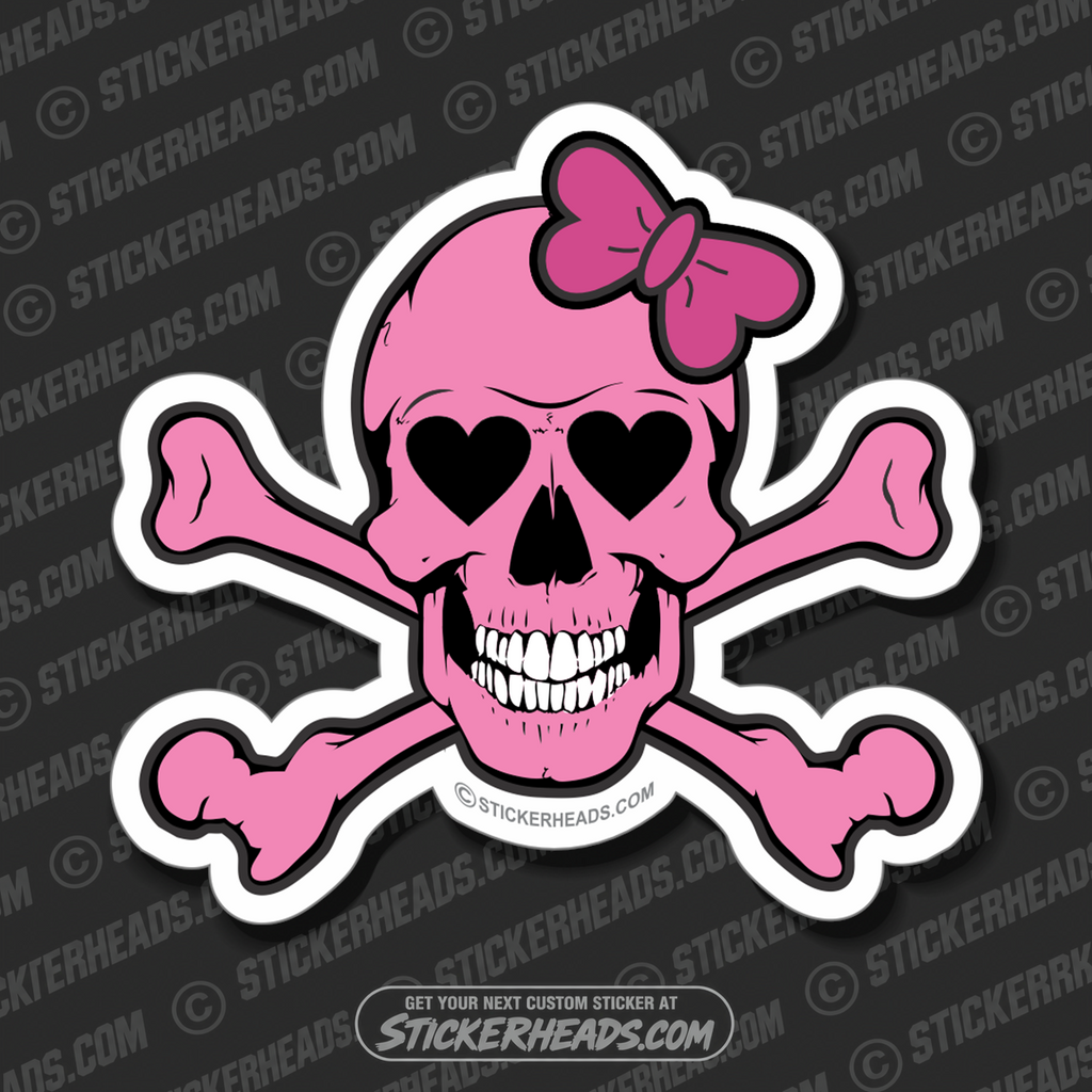 Pink Skull & Bones Bow - Funny Sticker