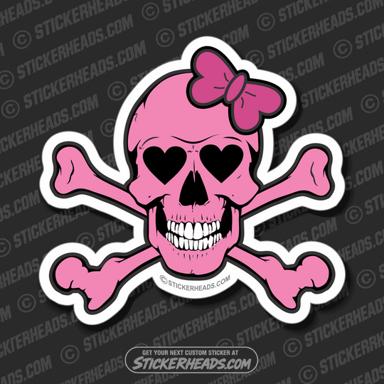 Pink Skull & Bones Bow - Funny Sticker