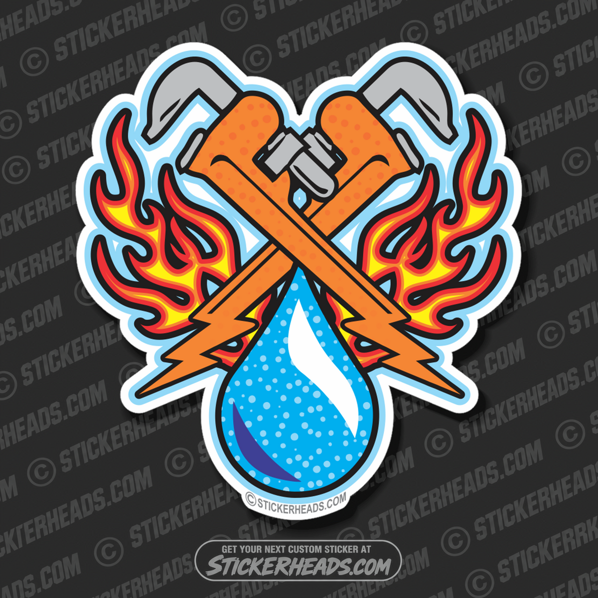 Civil Power Engineer  - FLAMES PIPEWRENCHES WATER DROP Sticker