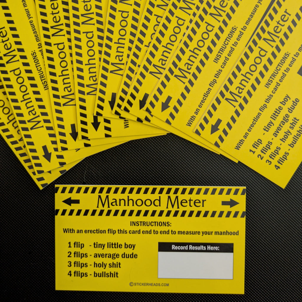 MANHOOD METER  -  PACK OF 10 -  Funny Business Cards
