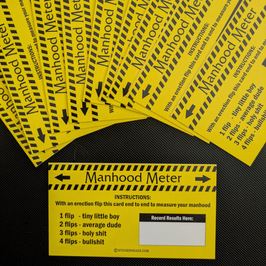 MANHOOD METER  -  PACK OF 10 -  Funny Business Cards