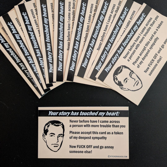 YOUR STORY HAS TOUCHED MY HEART  -  PACK OF 10 -  Funny Business Cards
