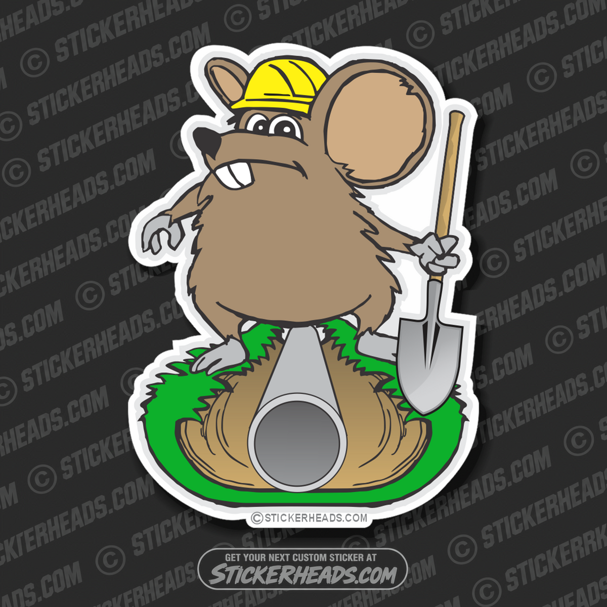 Ditch Rat working on Pipe - Without Text - Laborer - Sticker