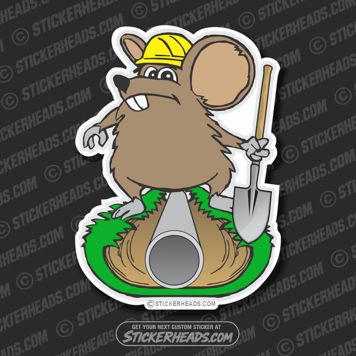 Ditch Rat working on Pipe - Without Text - Laborer - Sticker