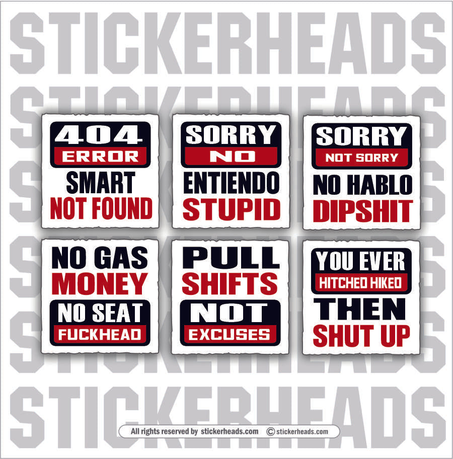 RIPPED AND ROWDY - Work Job Funny Sticker 6 Pack