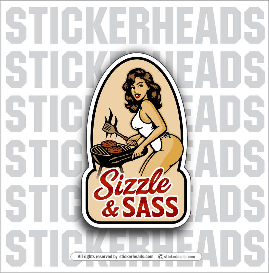 SIZZLE & SASS - GIRL  - BBQ Smoker Pitmaster Funny Sticker