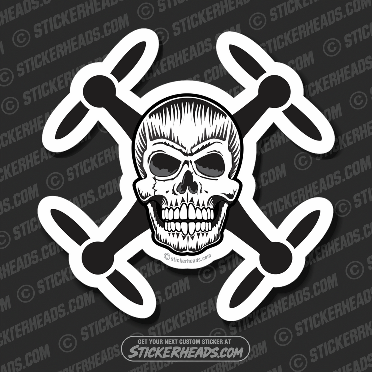 Drone Skull  - Drone Professional Work Job - Sticker