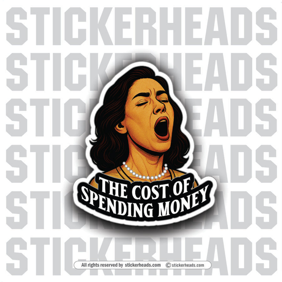 THE COST OF SPENDING MONEY - Funny Work Misc Sticker
