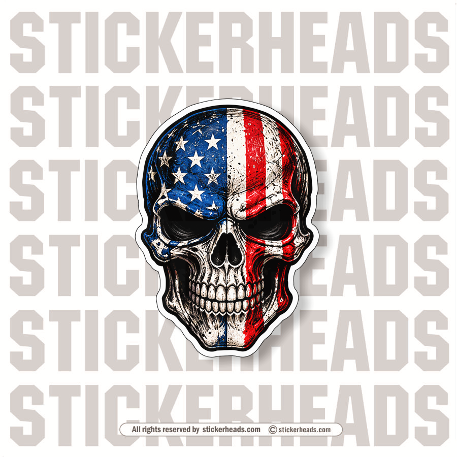 TOUGH USA FLAG SKULL - USA FLAG - USA Flag Sticker
