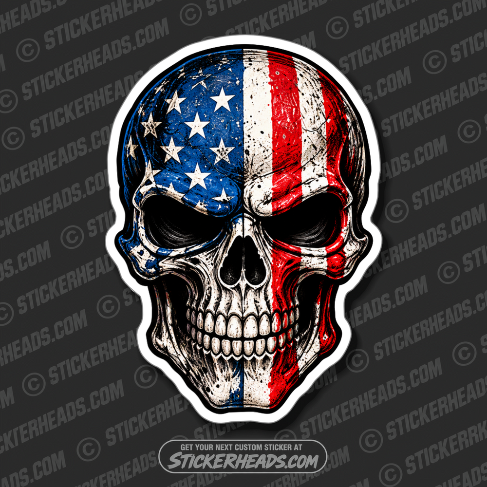 TOUGH USA FLAG SKULL - USA FLAG - USA Flag Sticker