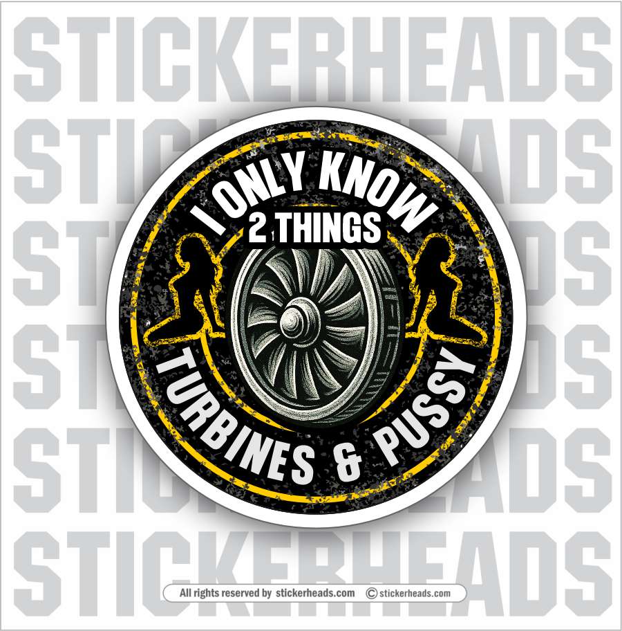 I ONLY KNOW 2 THINGS - TURBINES AND PUSSY  -  Millwright Millwrights  - Sticker