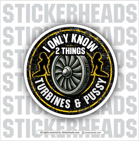 I ONLY KNOW 2 THINGS - TURBINES AND PUSSY  -  Millwright Millwrights  - Sticker