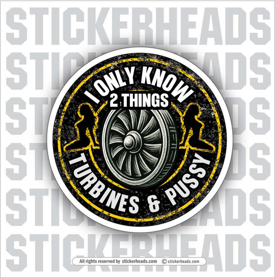 I ONLY KNOW 2 THINGS - TURBINES AND PUSSY  -  Millwright Millwrights  - Sticker