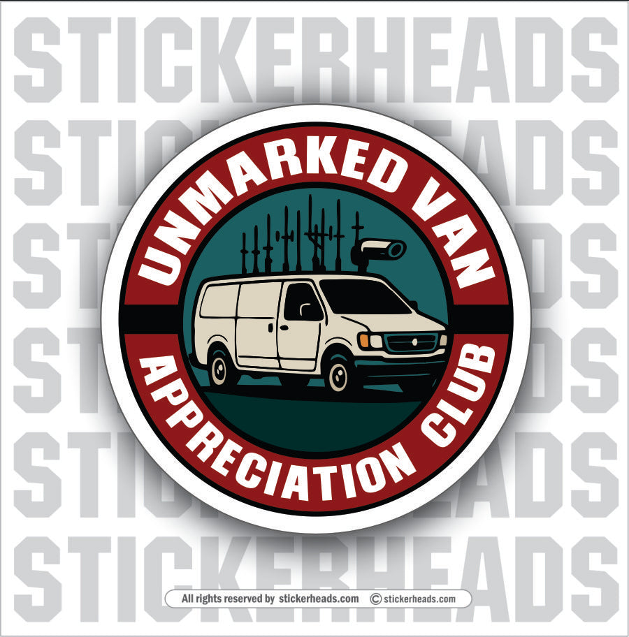 UNMARKED VAN CLUB  - Funny Conspiracy Sticker