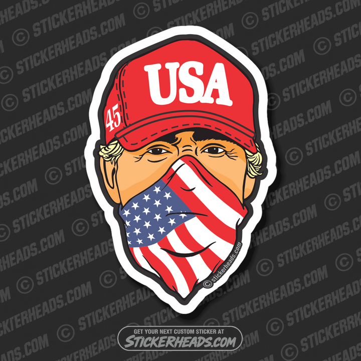 USA bandana  - Red Hat - Trump  45 -  POLITICAL Sticker