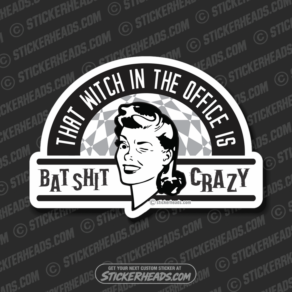 That CHICK In HR Is BAT SHIT CRAZY - retro style - Work Job - Sticker