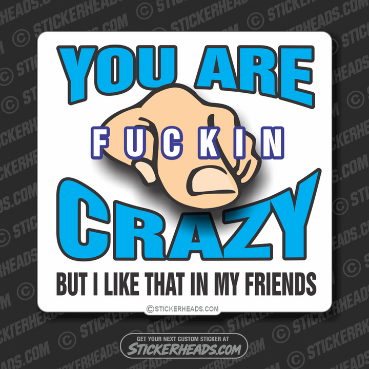 You Are Fucking Crazy But I like That in my Friends  - Funny Sticker