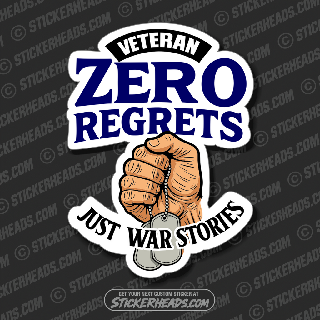 ZERO REGRETS - VETERAN  - Military Sticker
