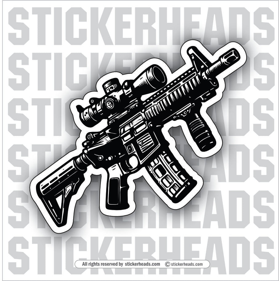 BLACK AR15 AR 15 GUN  -  Pro Gun Sticker