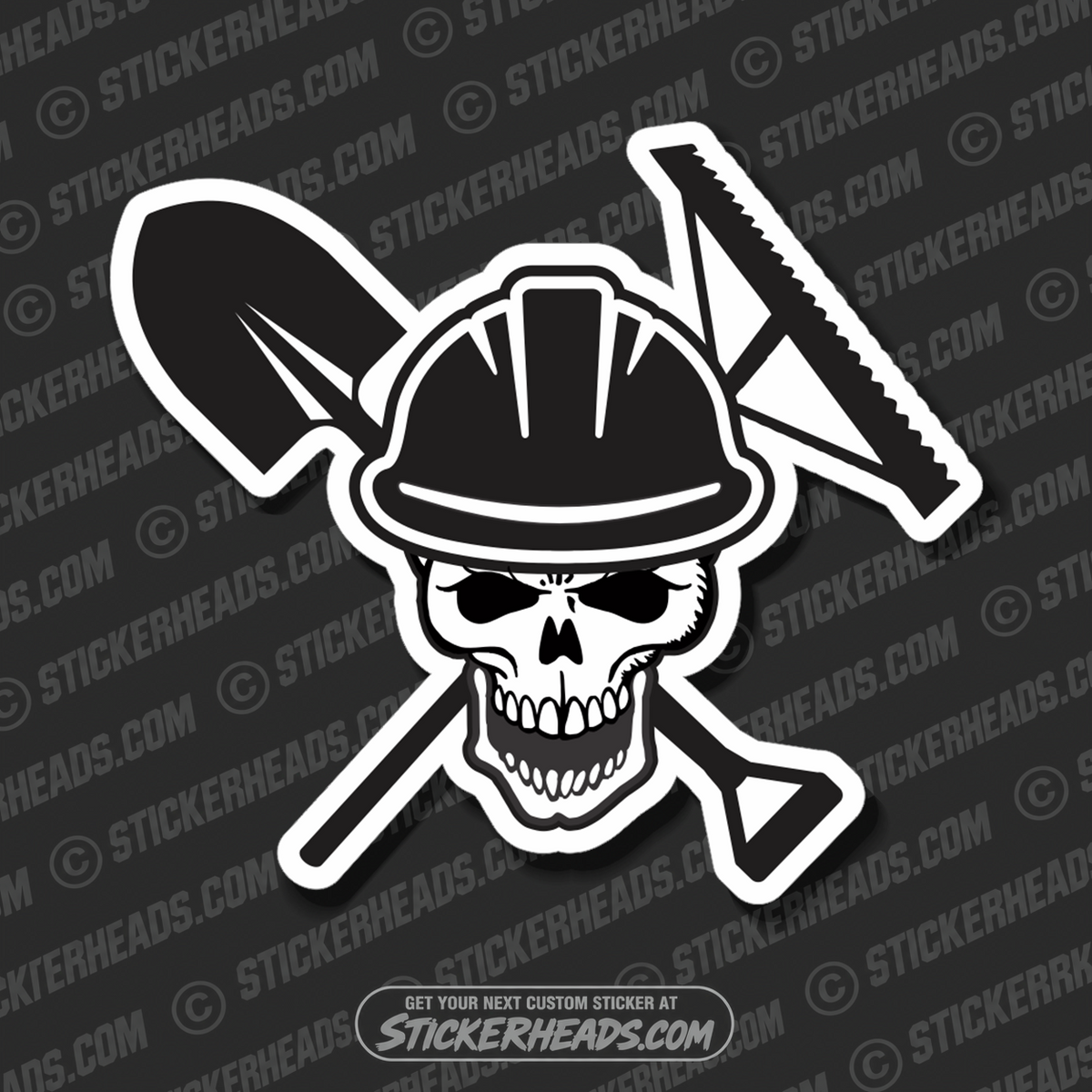 Shovel & Rake Asphalt - Skull - Asphalt Pavement Road Construction  - Sticker