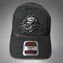 Load image into Gallery viewer, Nobody Cares Work Harder Skull - Hat Baseball Cap - Hand-Made - Guy Gifts - Man Cave Shit