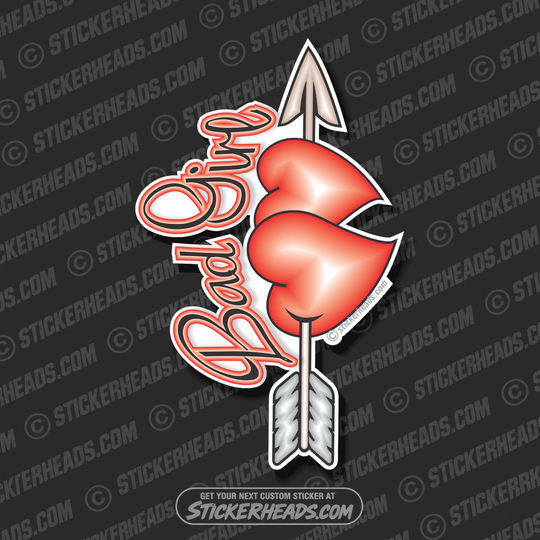 Bad Girl hearts and arrow - Funny Sticker
