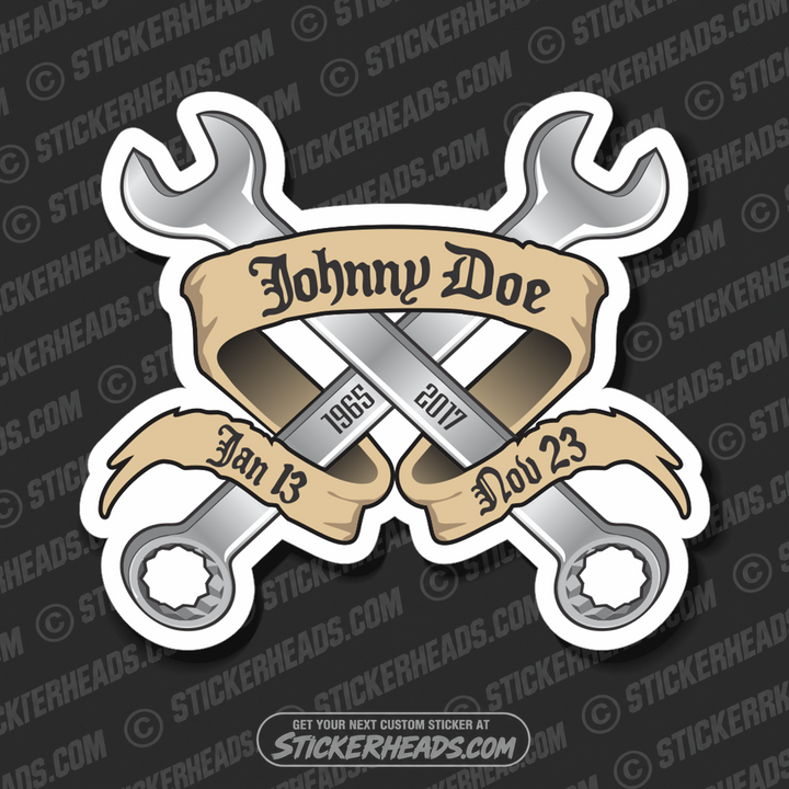 Mechanic Wrenches & Banner -  In Memory Of Sticker