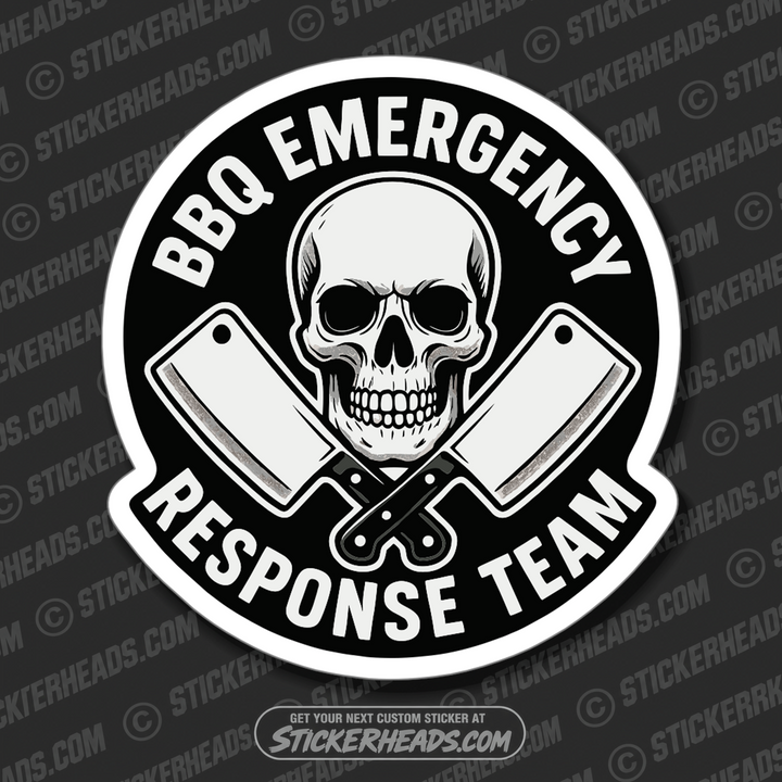 BBQ EMERGENCY RESPONSE TEAM - SKULL  - BBQ Smoker Pitmaster Funny Sticker