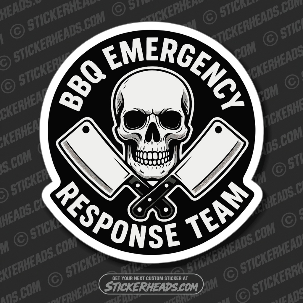BBQ EMERGENCY RESPONSE TEAM - SKULL  - BBQ Smoker Pitmaster Funny Sticker