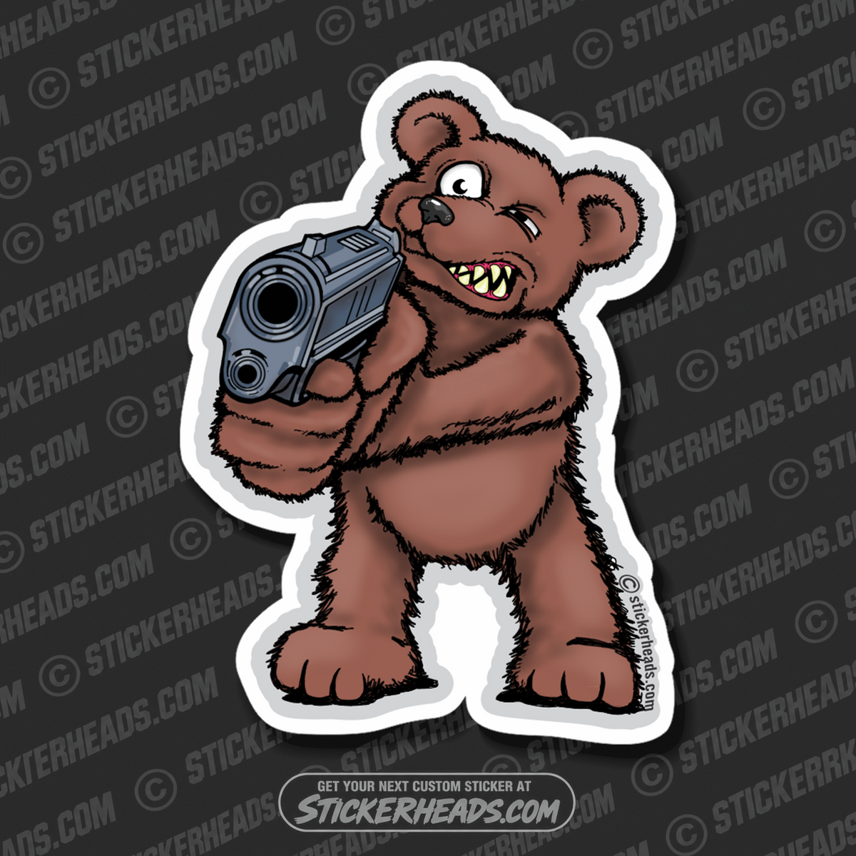 Bear With GUN-  Funny Work Sticker