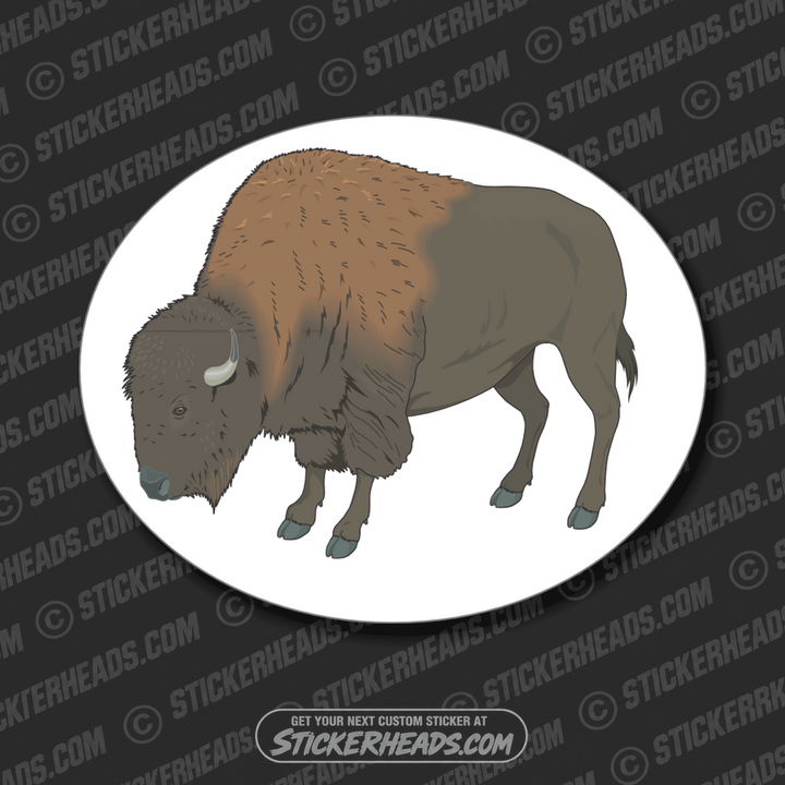 Buffalo -Oval- Native Indian American Sticker