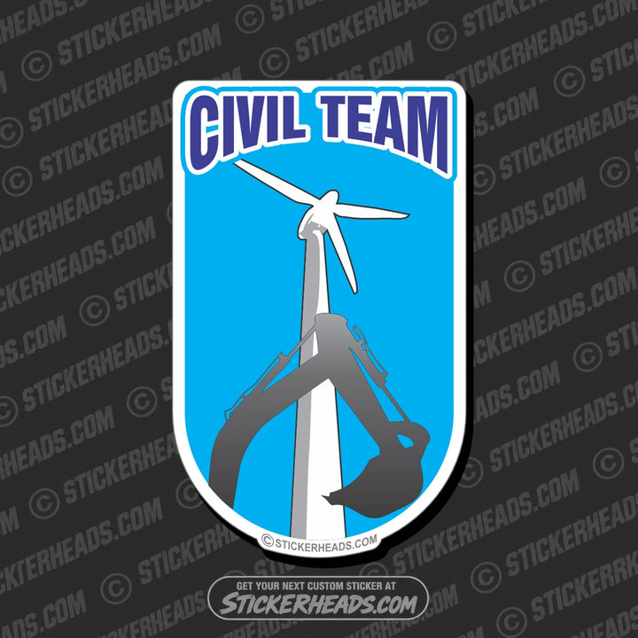 Civil Team with Excavator and wind mill - Sticker Wind mill turbine