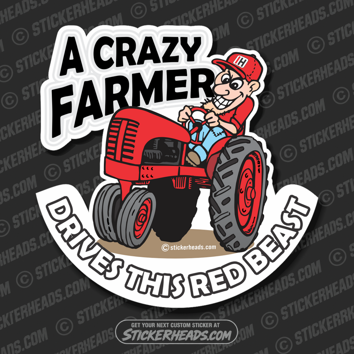 IH Crazy Farmer Red  Beast -Tractor Truck  Farm Diesel Sticker