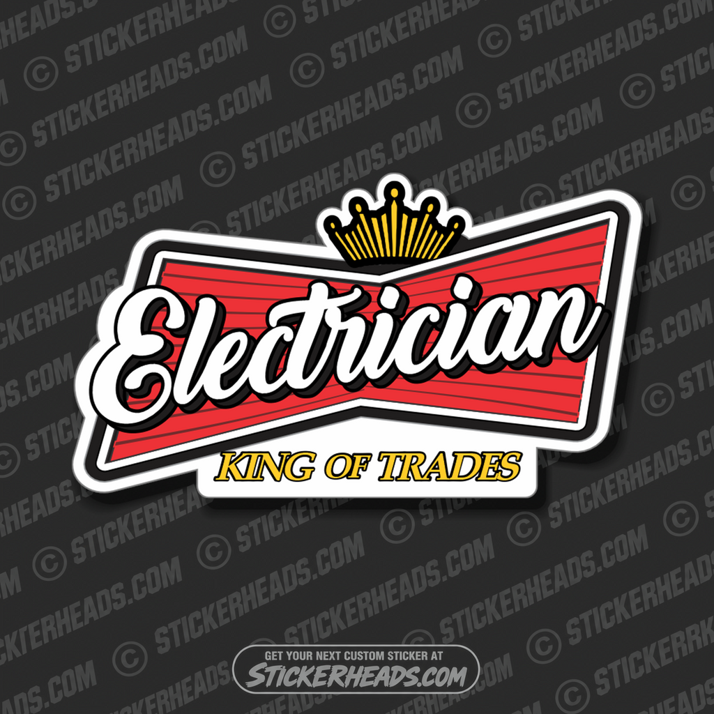 Beer Electrician Logo - king of trades  -  Sticker