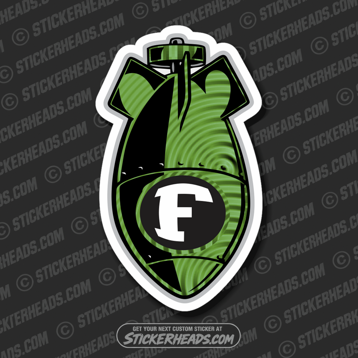 Fat F-BOMB GREEN  - Funny Sticker