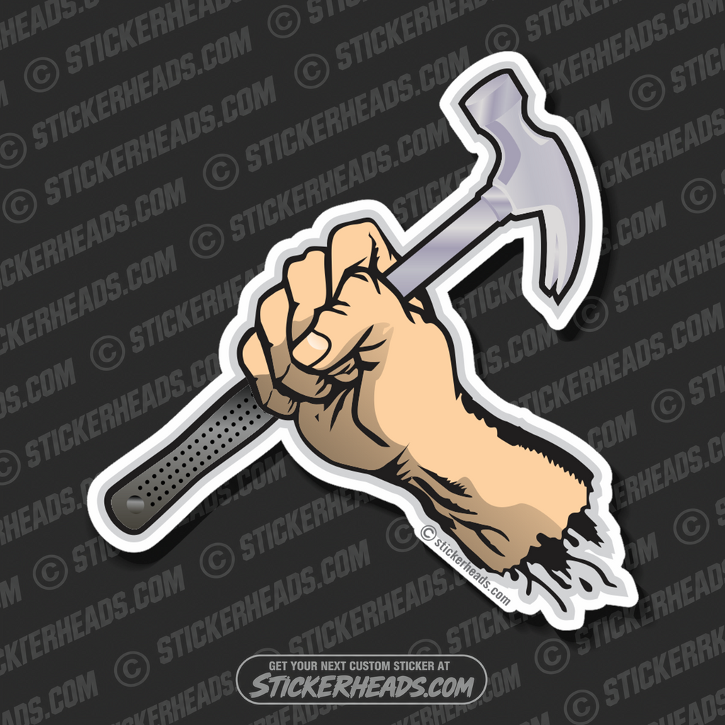 Flying Hand Fist With Hammer - Carpenter Sticker