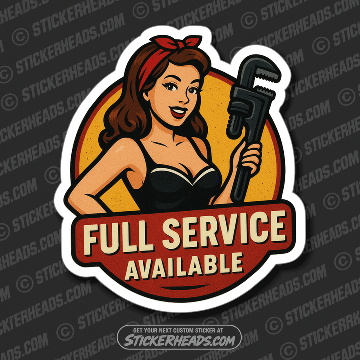 FULL SERVICE AVAILABLE - RETRO GIRL -   Pipefitters  Plumbers Sticker