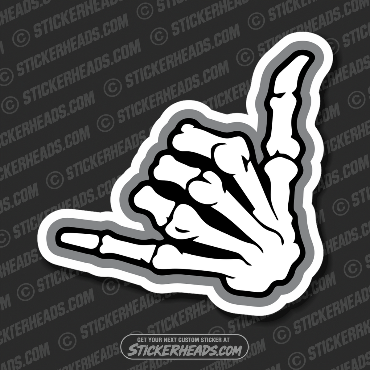 Hang Loose 2  - Skeleton Hang -  Funny Work Sticker