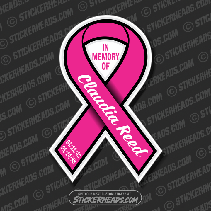 Cancer Pink Ribbon  -  In Memory Of Sticker