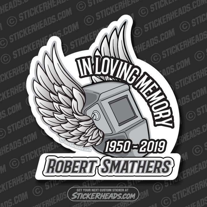 In Memory Of WELDER - Welding Hood With Wings - In Memory Of Sticker