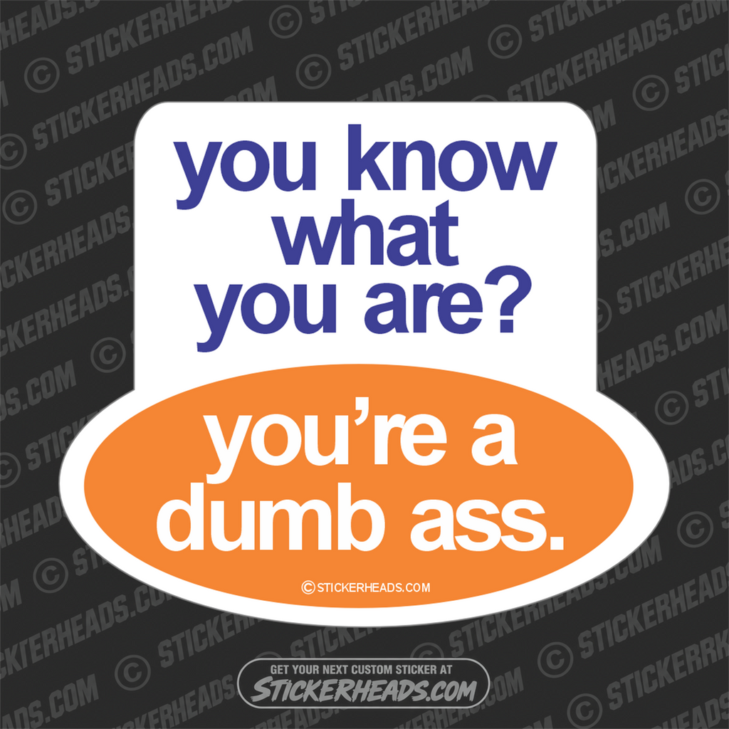 You Know What You Are? DUMBASS dumb ass -  Funny Sticker
