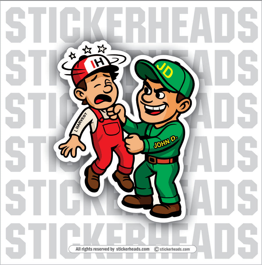 JD BEAT UP IH - VERSION #2  -Tractor Truck  Farm Diesel Sticker