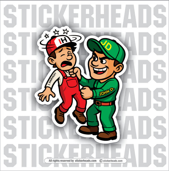 JD BEAT UP IH - VERSION #2  -Tractor Truck  Farm Diesel Sticker