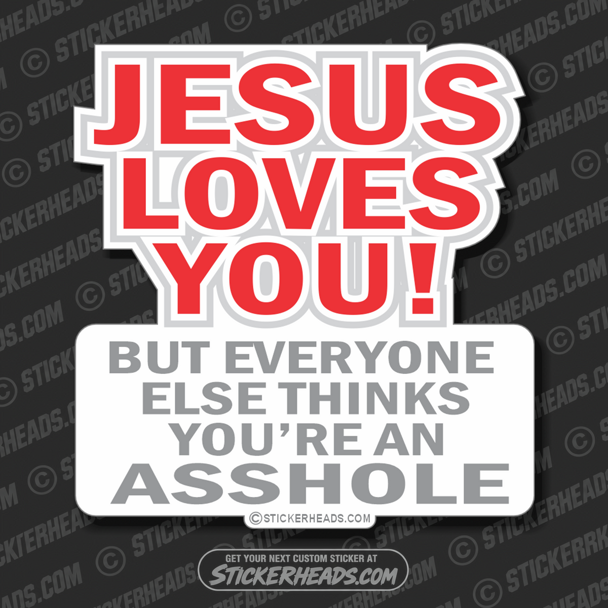 Jesus Loves You But Everyone Else Thinks Asshole  - Funny Sticker