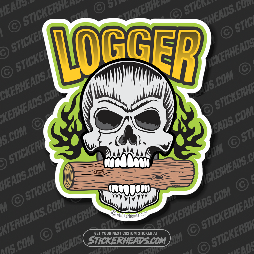 Logger Skull with Wood Log   - Loggers Logging Sticker