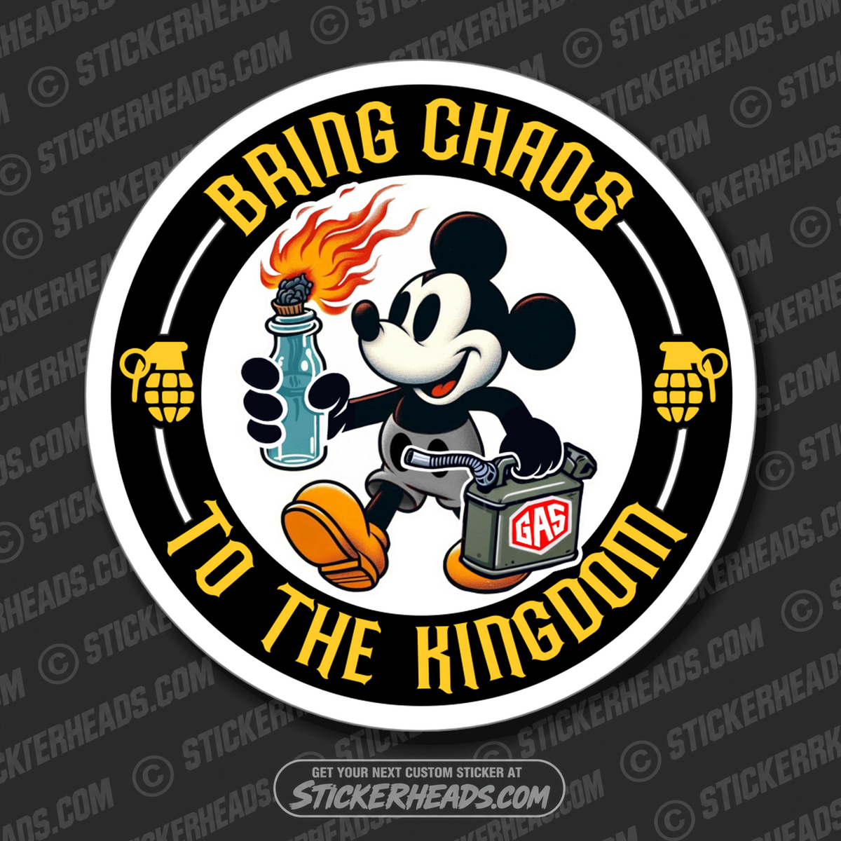 Mickey ( public domain )  BRING CHAOS TO THE KINGDOM - Funny Sticker
