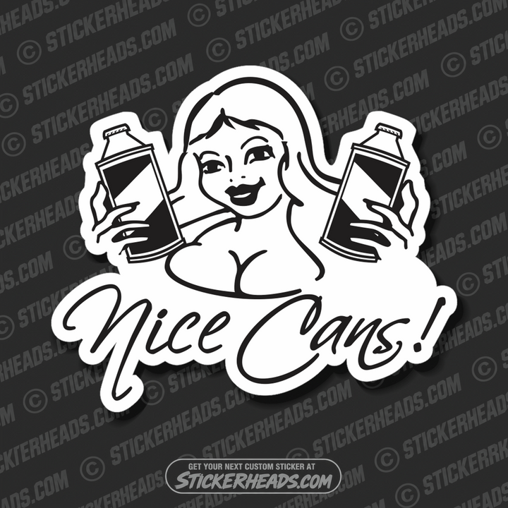 Nice Cans - Sexy Girl Old Style Beer cans  - Funny Sticker