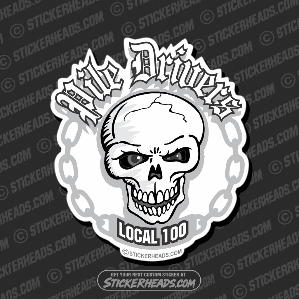 SH-PROTECTED|TAG-REPAIR|pile-drivers-skull-with-chain-custom-text-skull-sticker